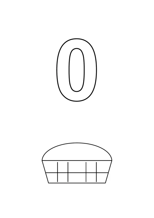 Chiffre 0 à colorier : panier vide : dessin noir et blanc à colorier