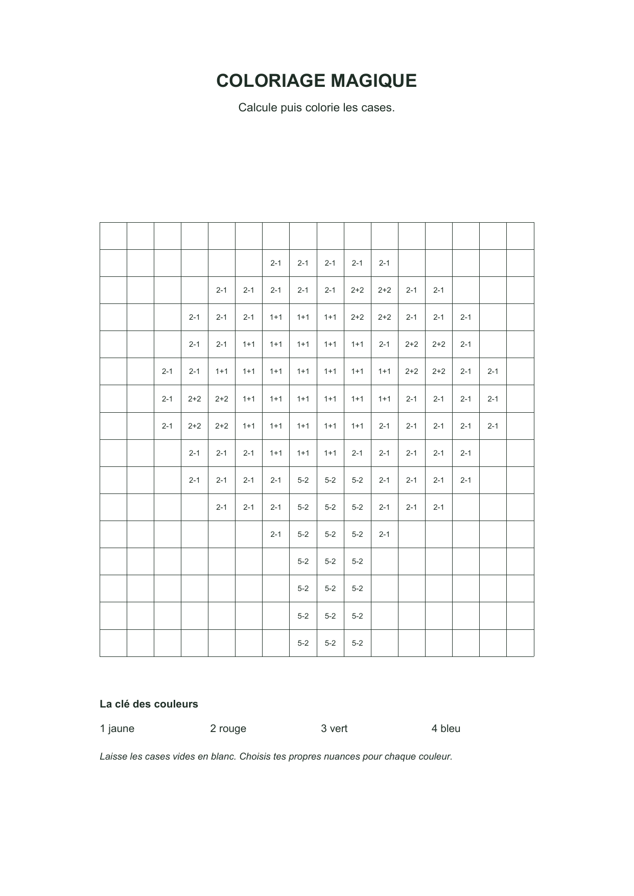 Arbre à calculer : feuille à colorier en noir et blanc