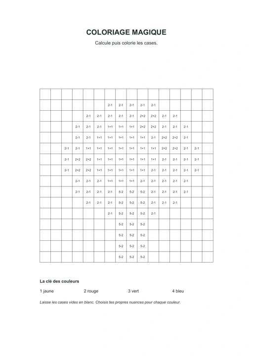 Arbre à calculer : feuille à colorier en noir et blanc