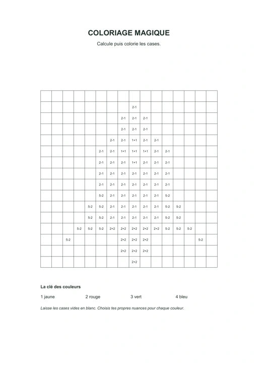 Fusée à calculer : feuille à colorier en noir et blanc