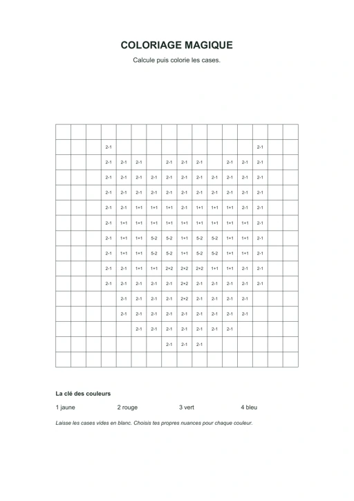 Hibou à calculer : feuille à colorier en noir et blanc