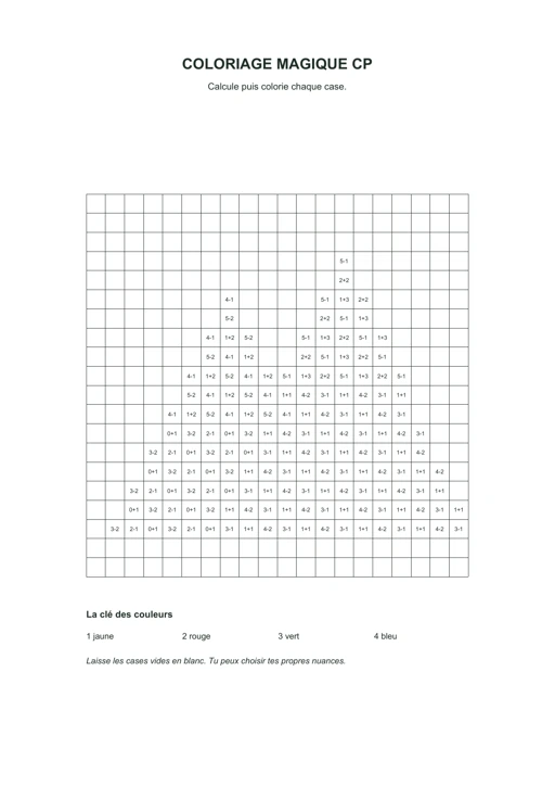 Montagne à calculer : dessin en noir et blanc à colorier