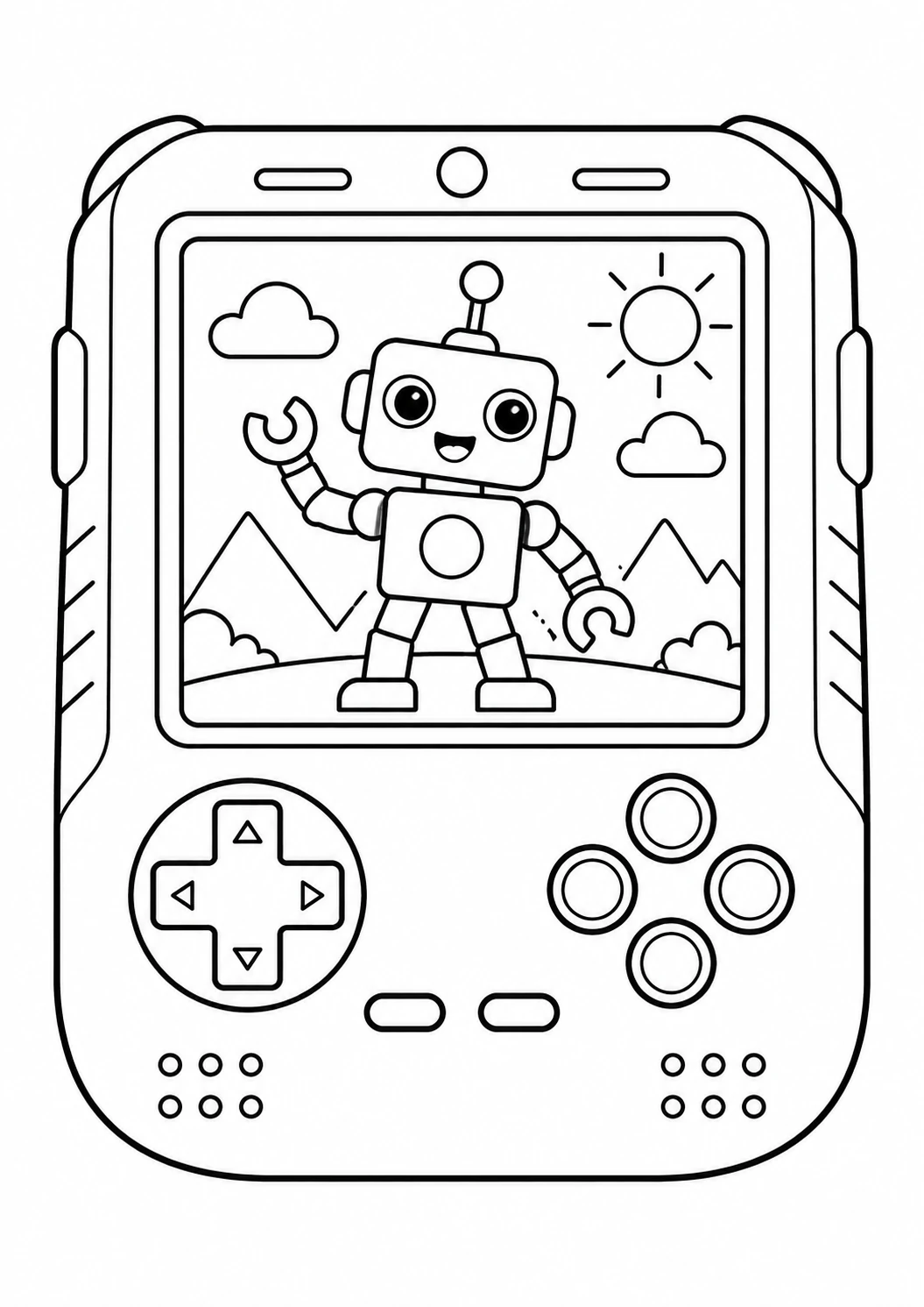 Console portable à colorier : dessin en noir et blanc à colorier
