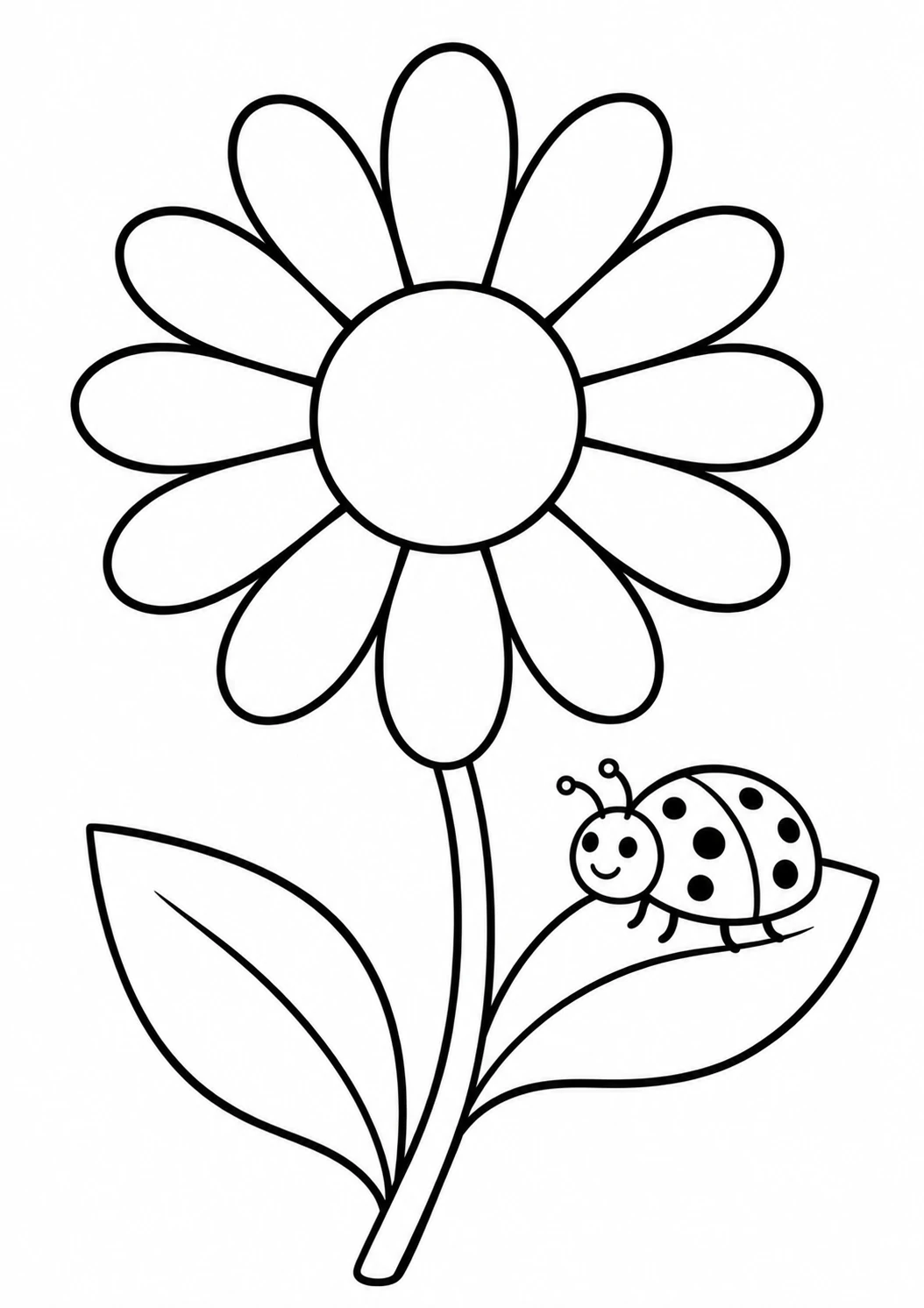 Fleur marguerite facile : dessin noir et blanc à colorier
