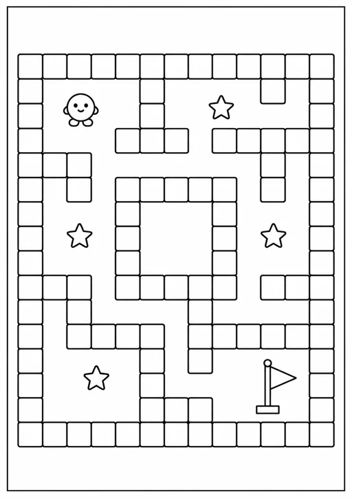 Labyrinthe en pixels : dessin en noir et blanc à colorier