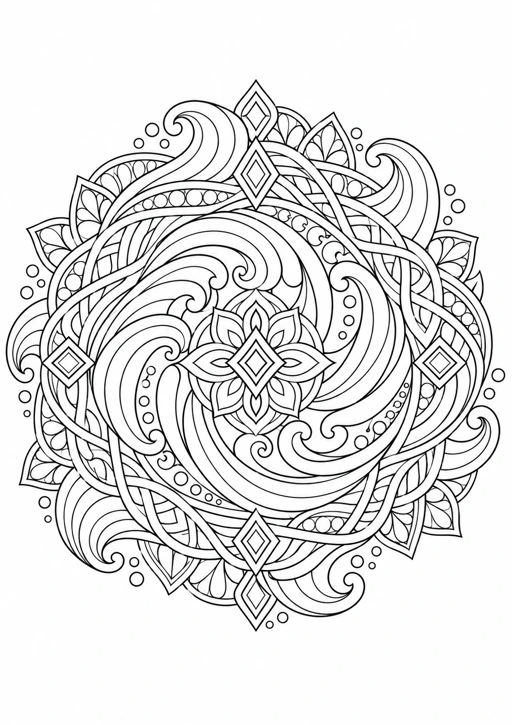 Mandala entrelacs : dessin en noir et blanc à colorier