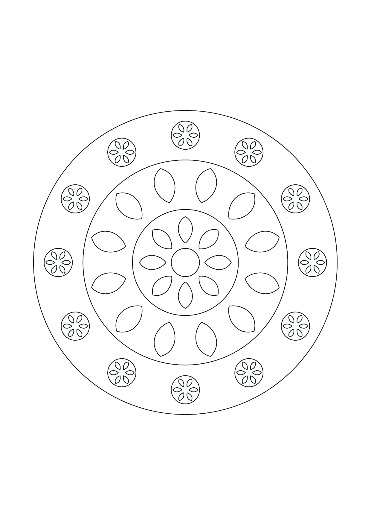 Mandala boules de Noël : feuille à colorier en noir et blanc