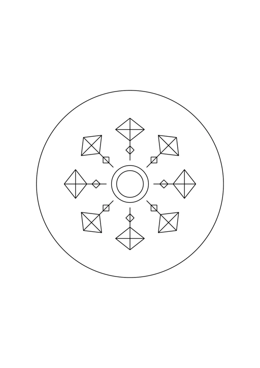 Mandala de cerfs-volants : dessin noir et blanc à colorier