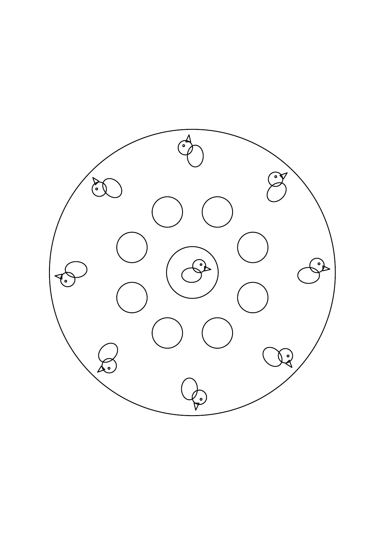 Mandala petits canards : dessin en noir et blanc à colorier