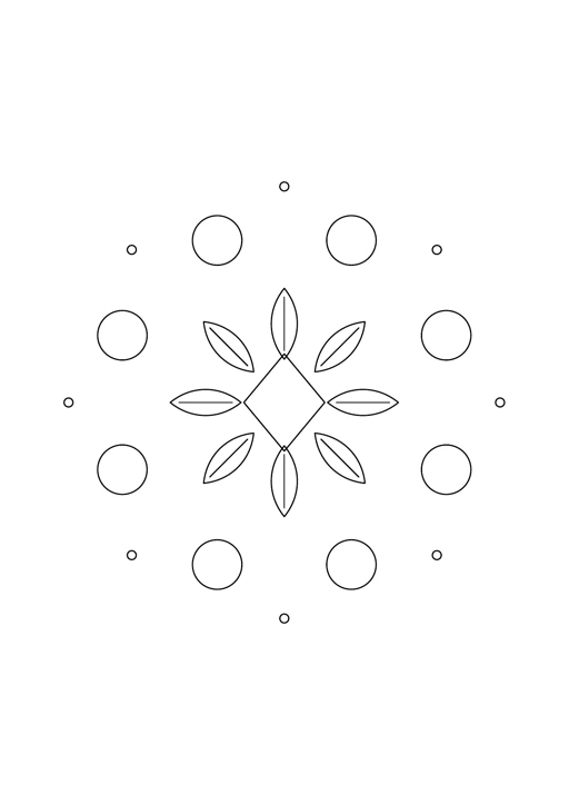 Mandala cercles alternés : dessin en noir et blanc à colorier