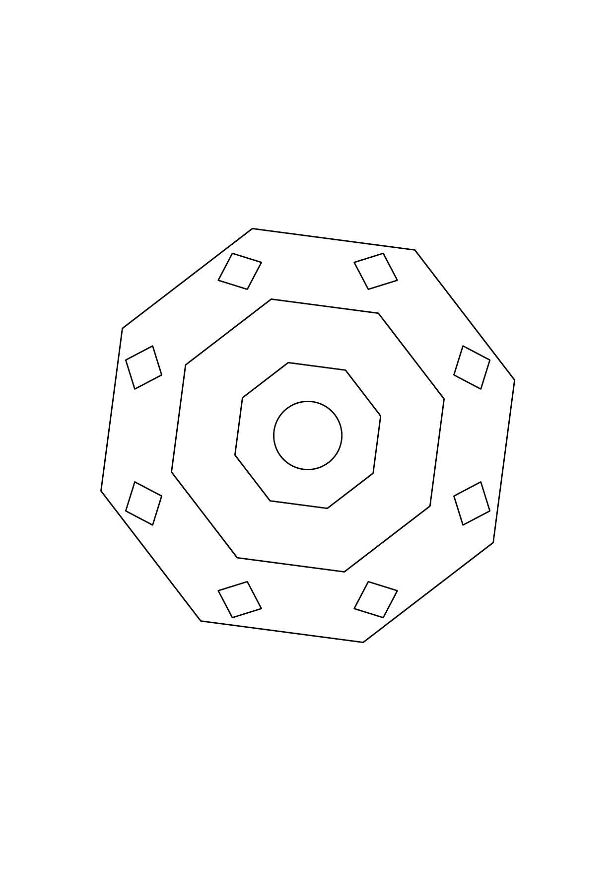 Mandala diamants simples : dessin en noir et blanc à colorier