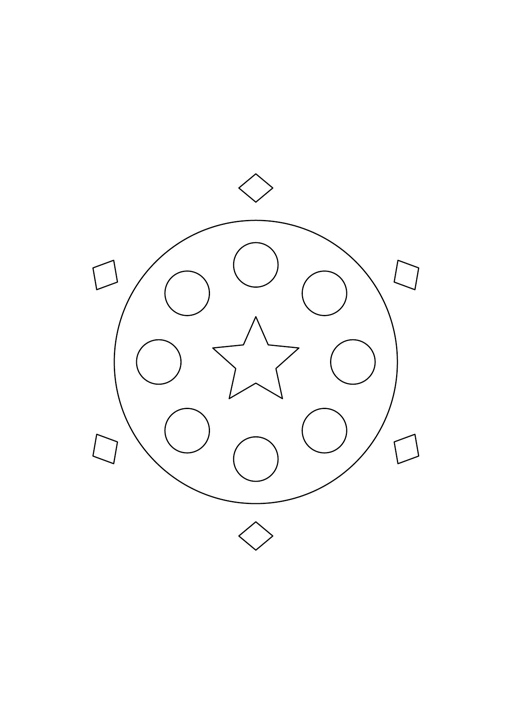 Mandala étoiles ouvertes : dessin en noir et blanc à colorier