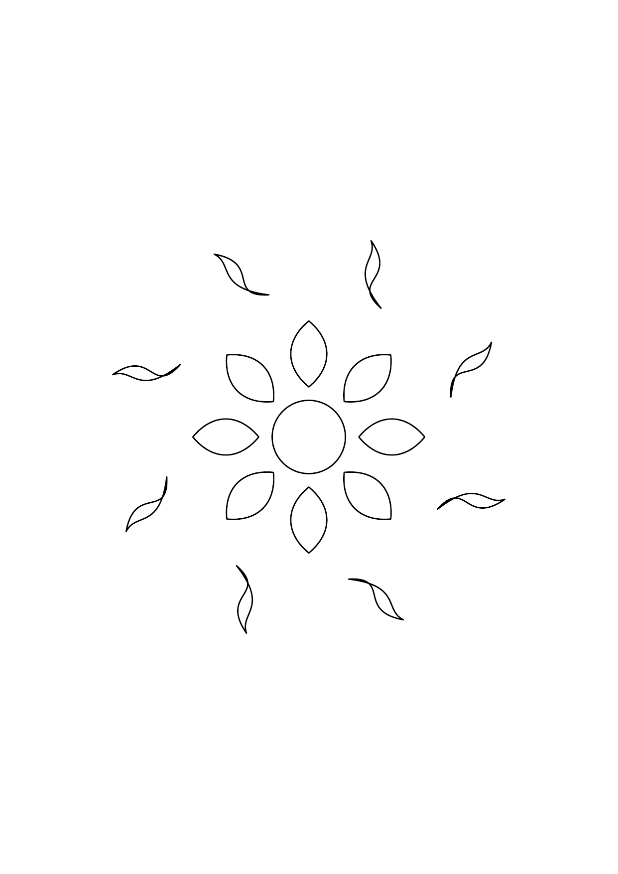 Mandala vagues douces : dessin en noir et blanc à colorier
