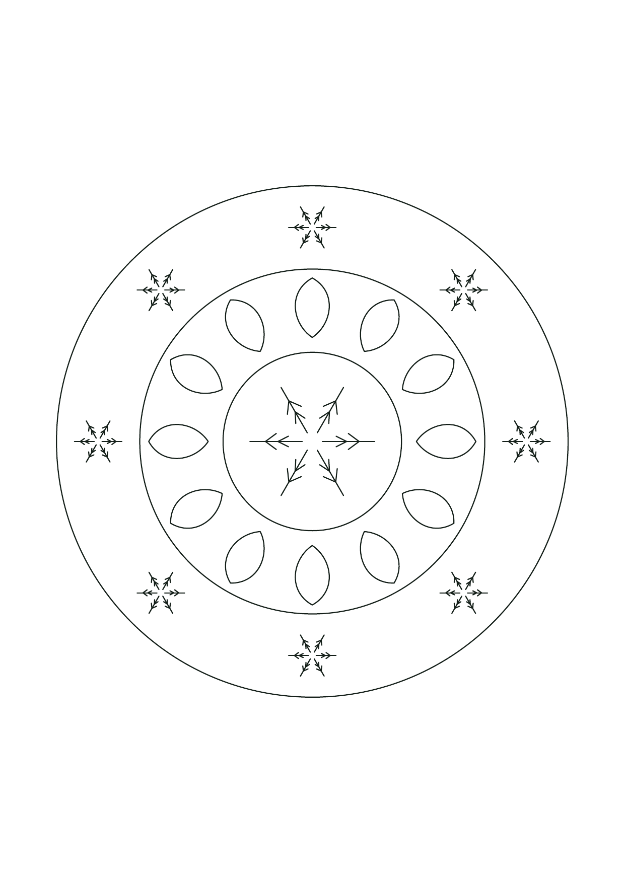 Mandala flocon de Noël : feuille à colorier en noir et blanc