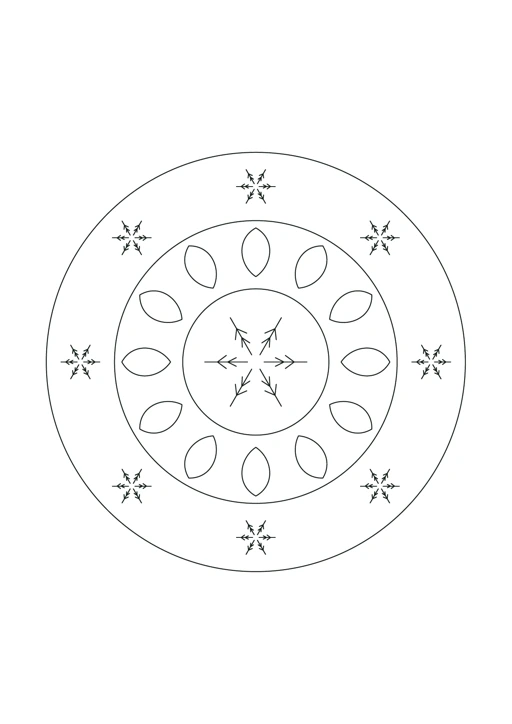 Mandala flocon de Noël : feuille à colorier en noir et blanc