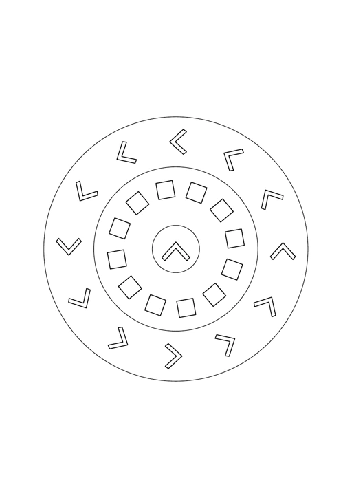 Mandala chevrons : dessin en noir et blanc à colorier