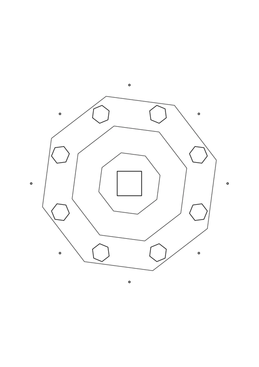 Mandala octogones : dessin en noir et blanc à colorier