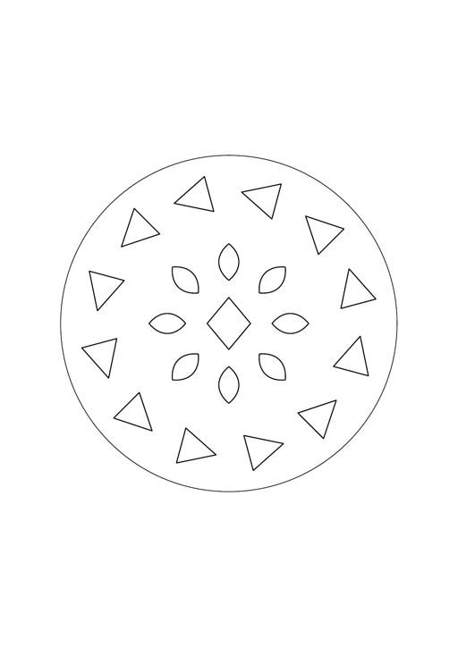 Mandala triangles : dessin en noir et blanc à colorier