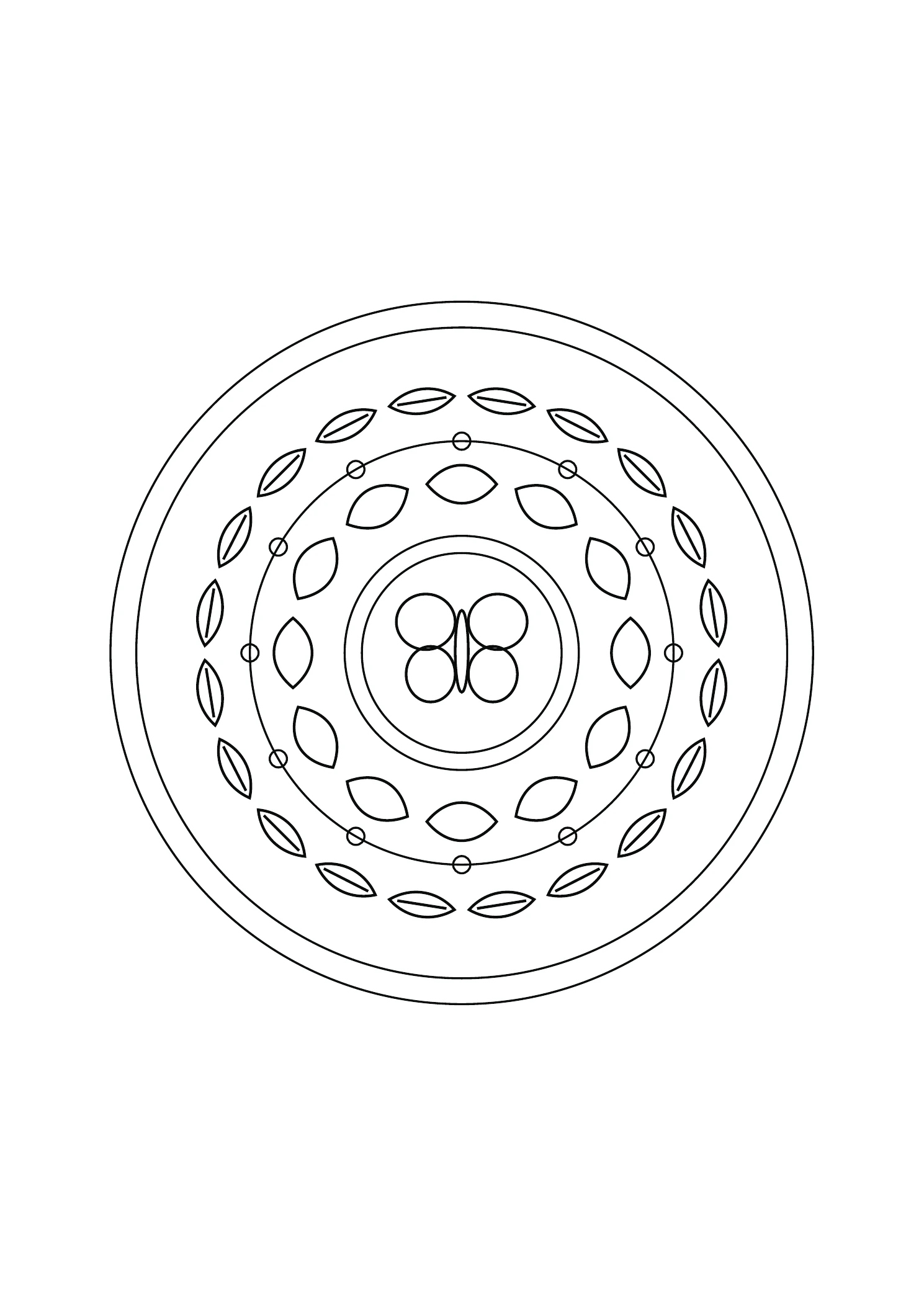 Mandala papillon et pétales : dessin noir et blanc à colorier