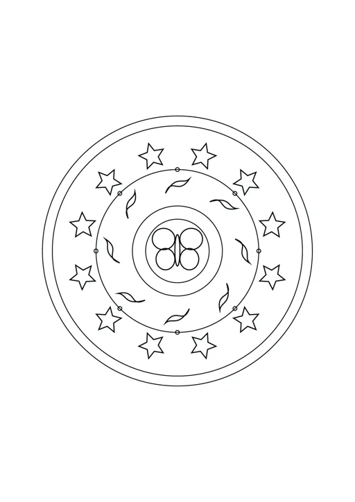 Mandala papillon et vagues : dessin noir et blanc à colorier