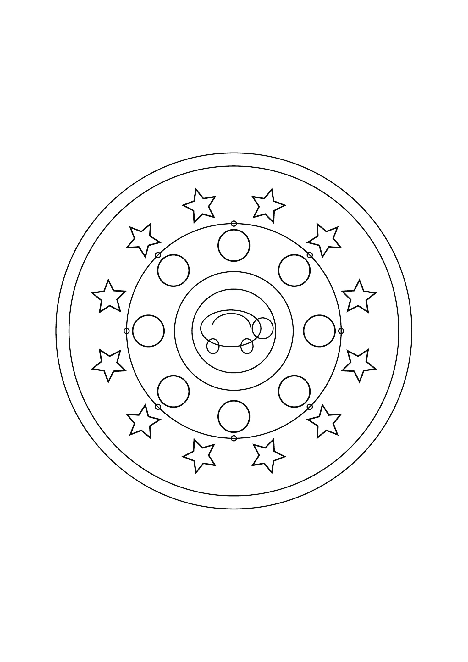 Mandala tortue et vagues : dessin noir et blanc à colorier