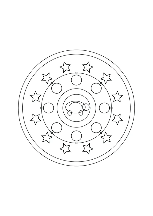 Mandala tortue et vagues : dessin noir et blanc à colorier
