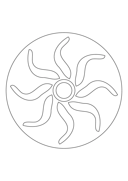 Mandala facile aux vagues : dessin noir et blanc à colorier