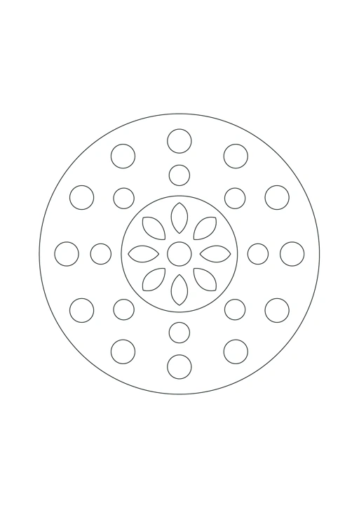 Mandala galets et ronds : feuille à colorier en noir et blanc