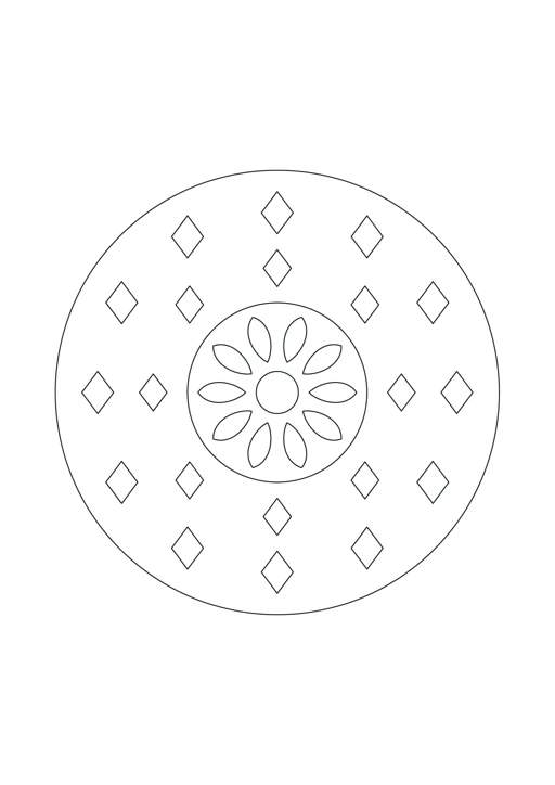 Mandala losanges : feuille à colorier en noir et blanc