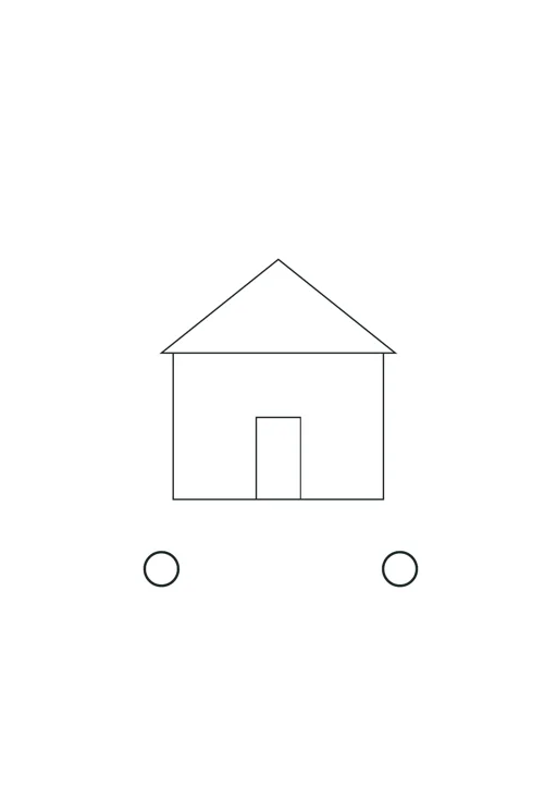 Petite maison facile : dessin noir et blanc à colorier