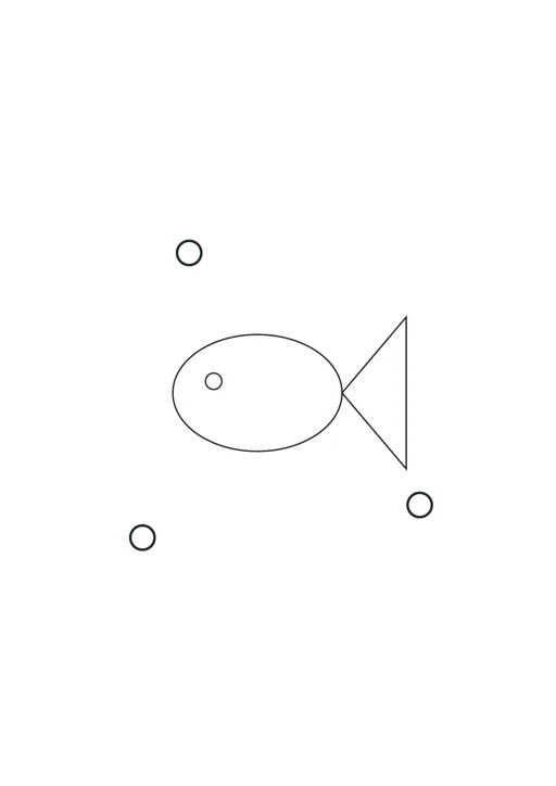 Poisson tout rond : dessin noir et blanc à colorier