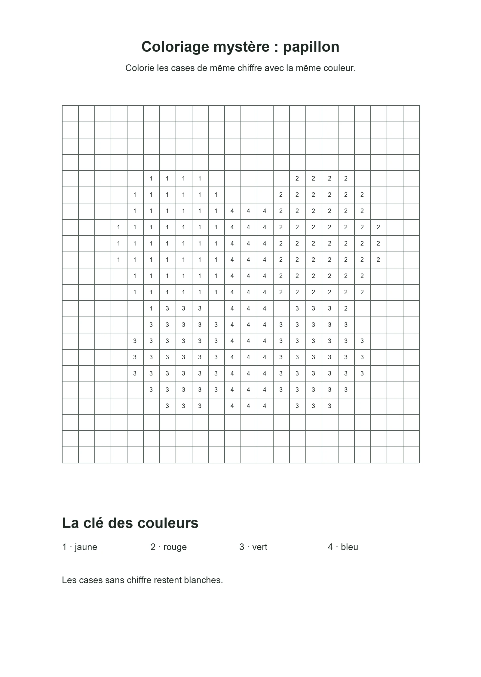Coloriage mystère : papillon : dessin noir et blanc à colorier