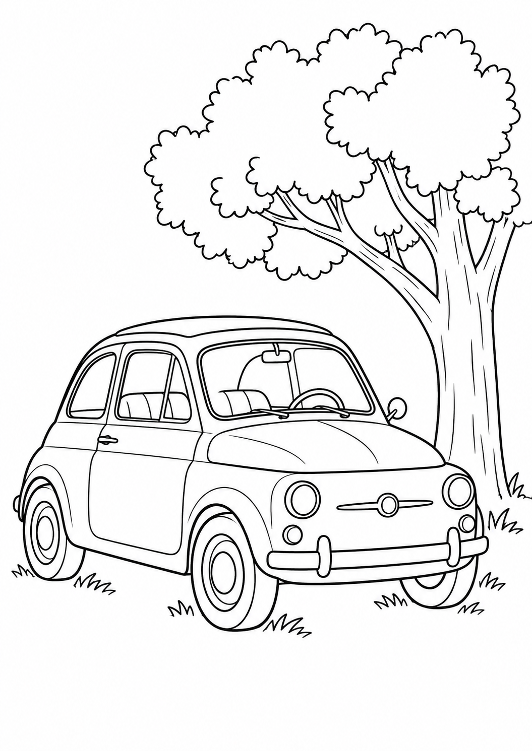 Voiture rétro : dessin noir et blanc à colorier