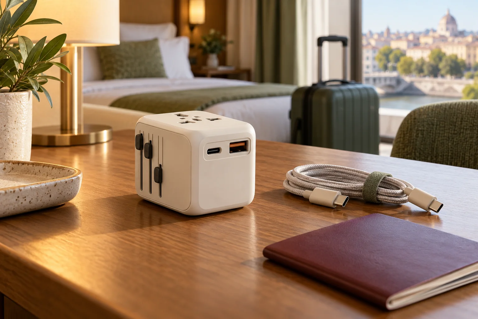 Illustration : adaptateur de voyage et accessoires de recharge