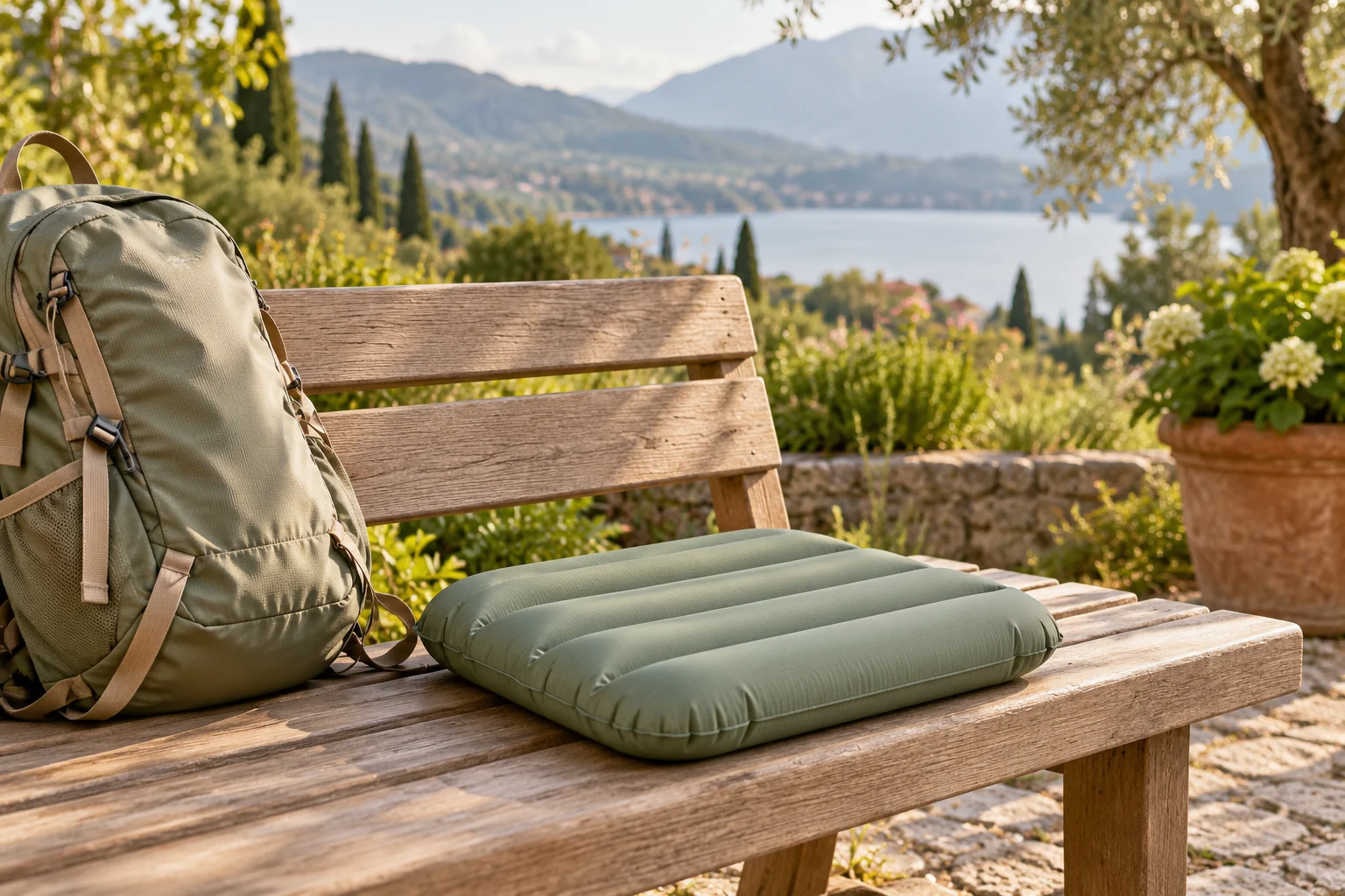Illustration : coussin d’assise gonflable pour une pause en voyage