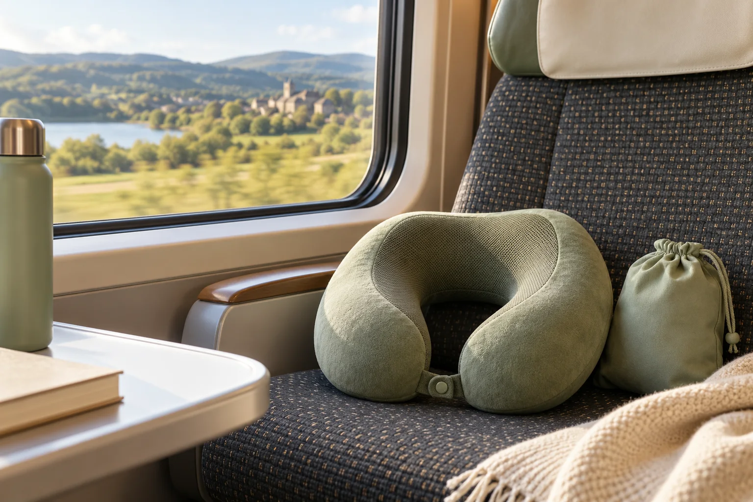 Illustration : coussin de voyage et bagage