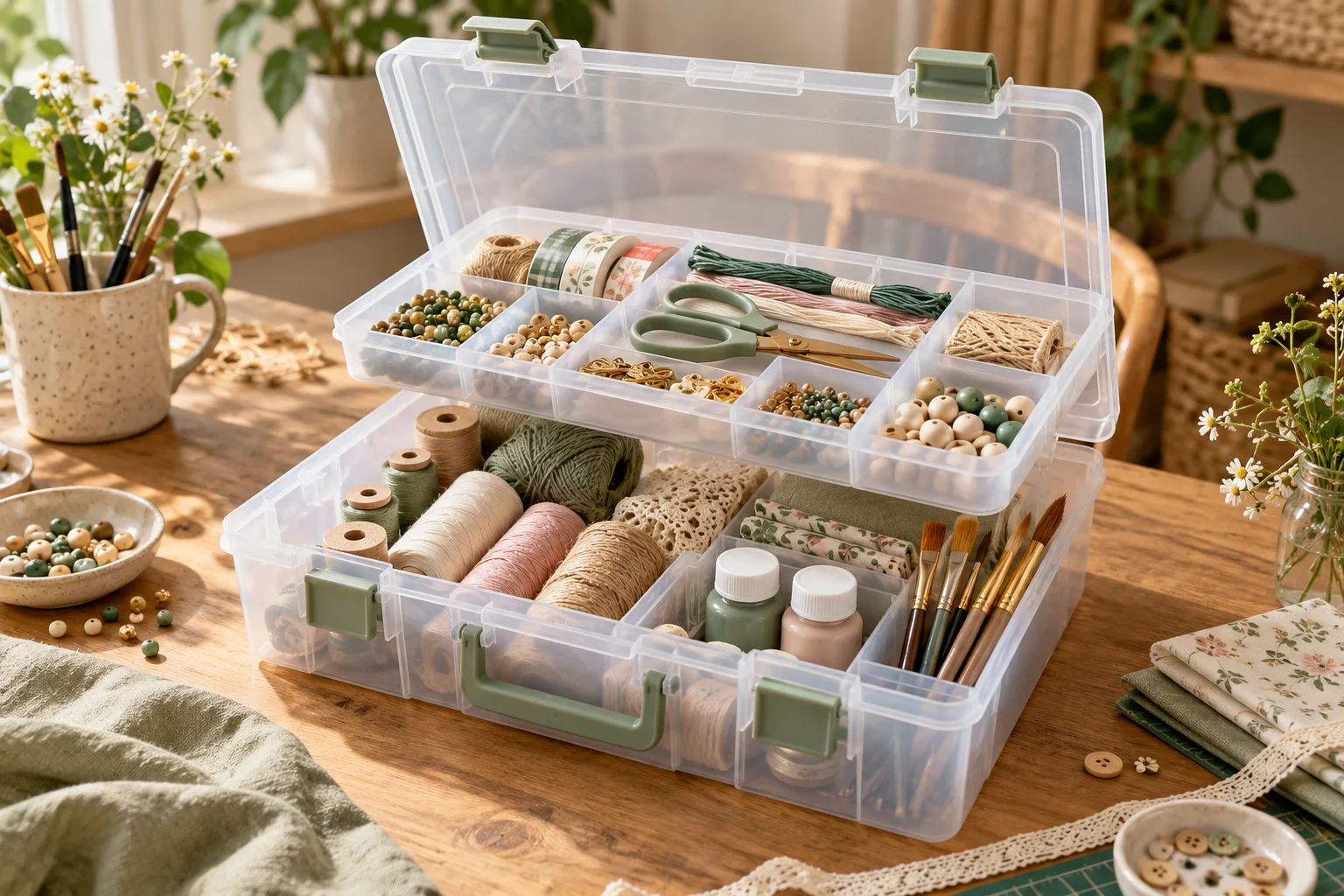 Illustration : rangement organisé pour loisirs créatifs