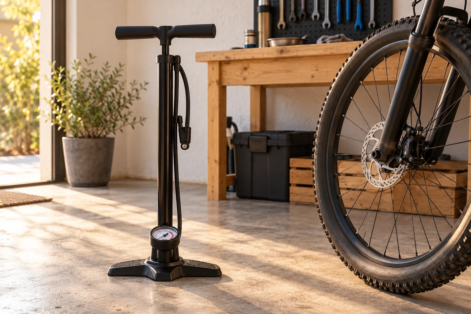 Illustration : Meilleure pompe à pied pour vélo : laquelle acheter avec manomètre ?