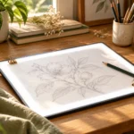 Illustration : tablette lumineuse sur un espace de dessin
